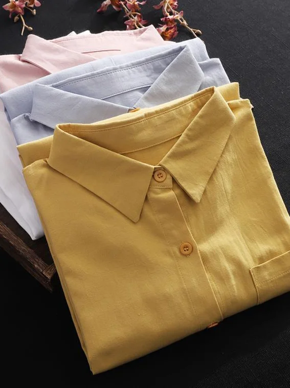 Shirt Collar Casual Cotton Shirt