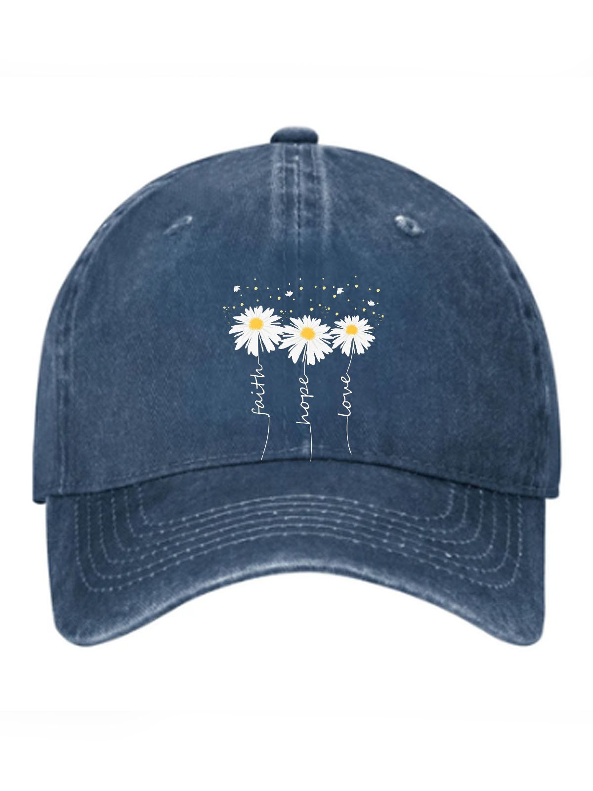 Daisy flower printed baseball cap