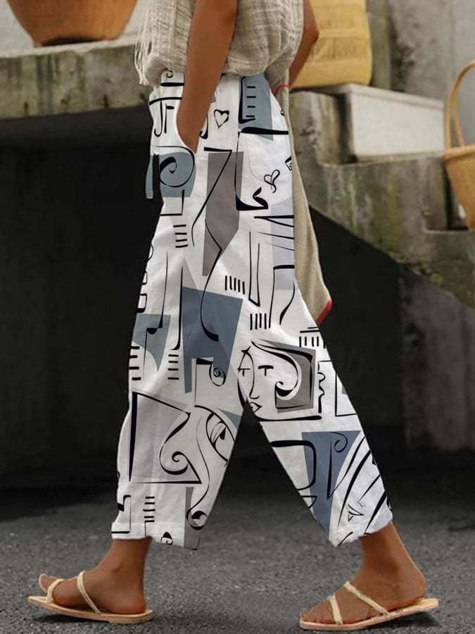 Loose Casual Geometric Pants