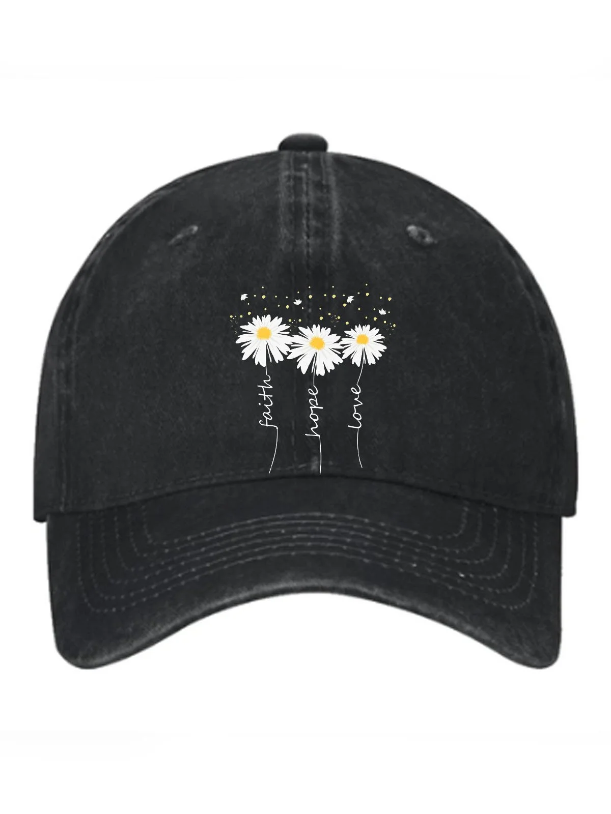 Daisy flower printed baseball cap