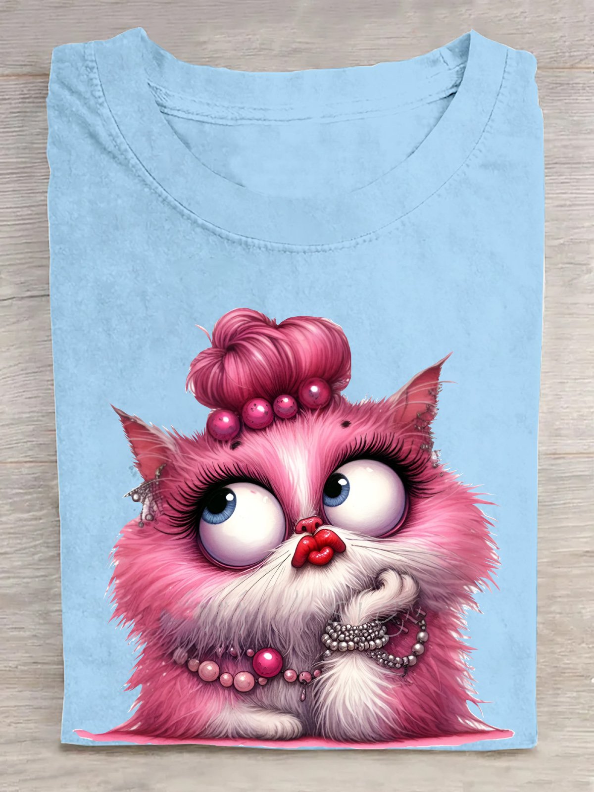 Glamorous Pink Cat Cotton T-Shirt