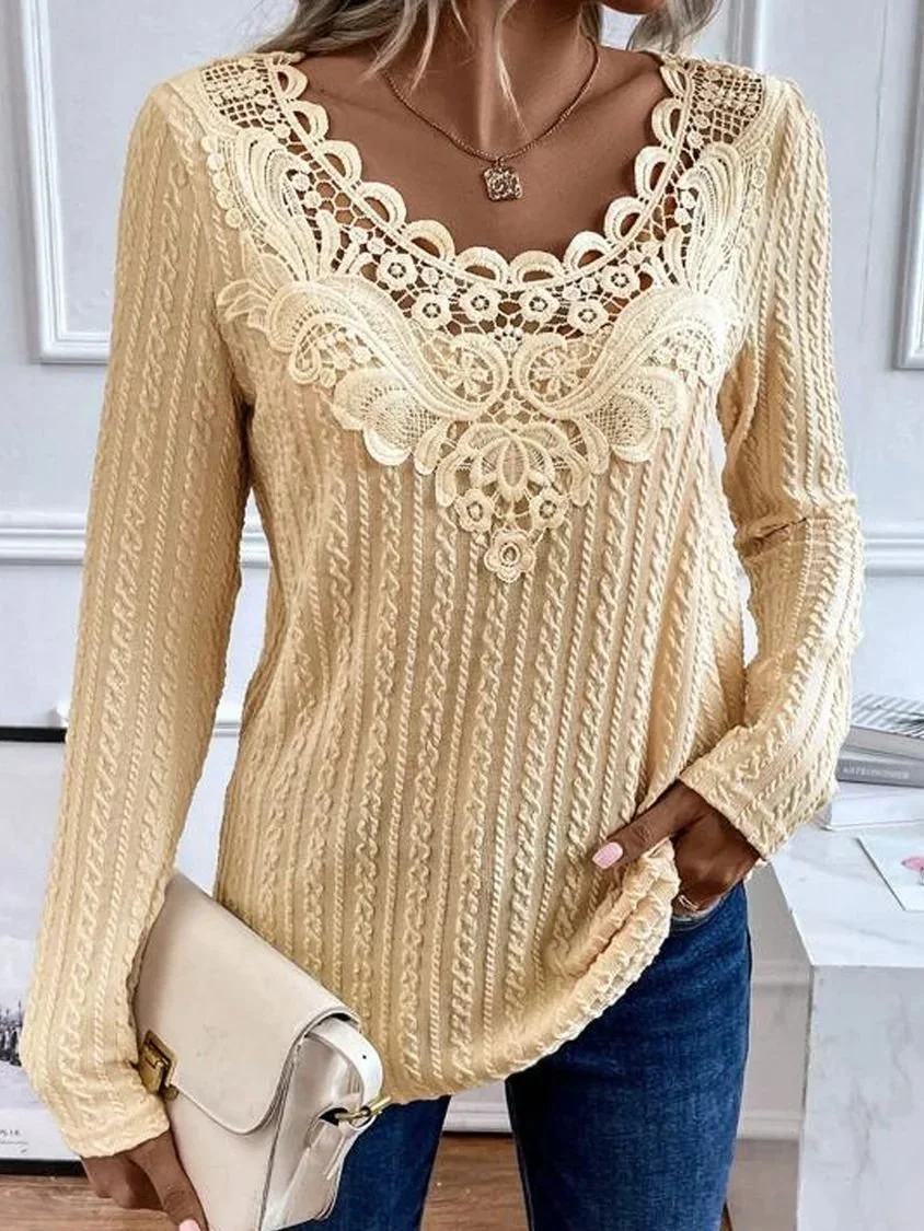 V Neck Plain Casual Loose Blouse