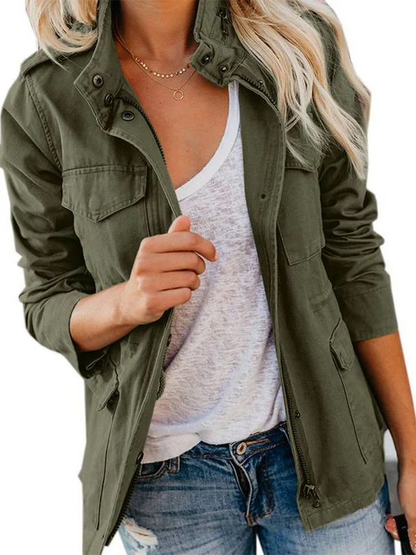 Pocket Stitching Casual Loose Cotton Jacket