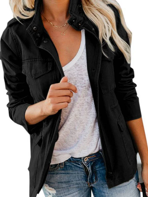 Pocket Stitching Casual Loose Cotton Jacket