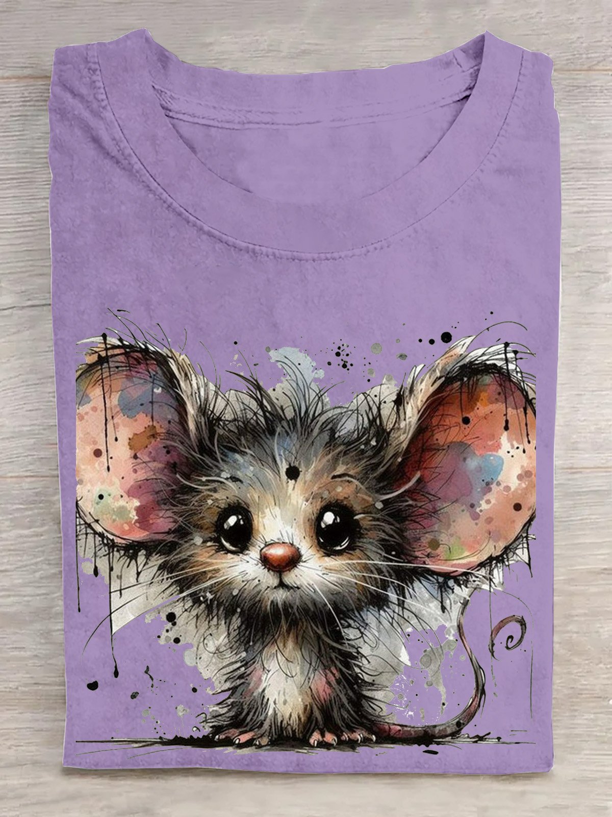 Funny Mouse Printed Round Neck T-shirt