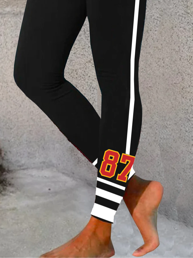 Casual Tight Color Block Kelce 87 Leggings