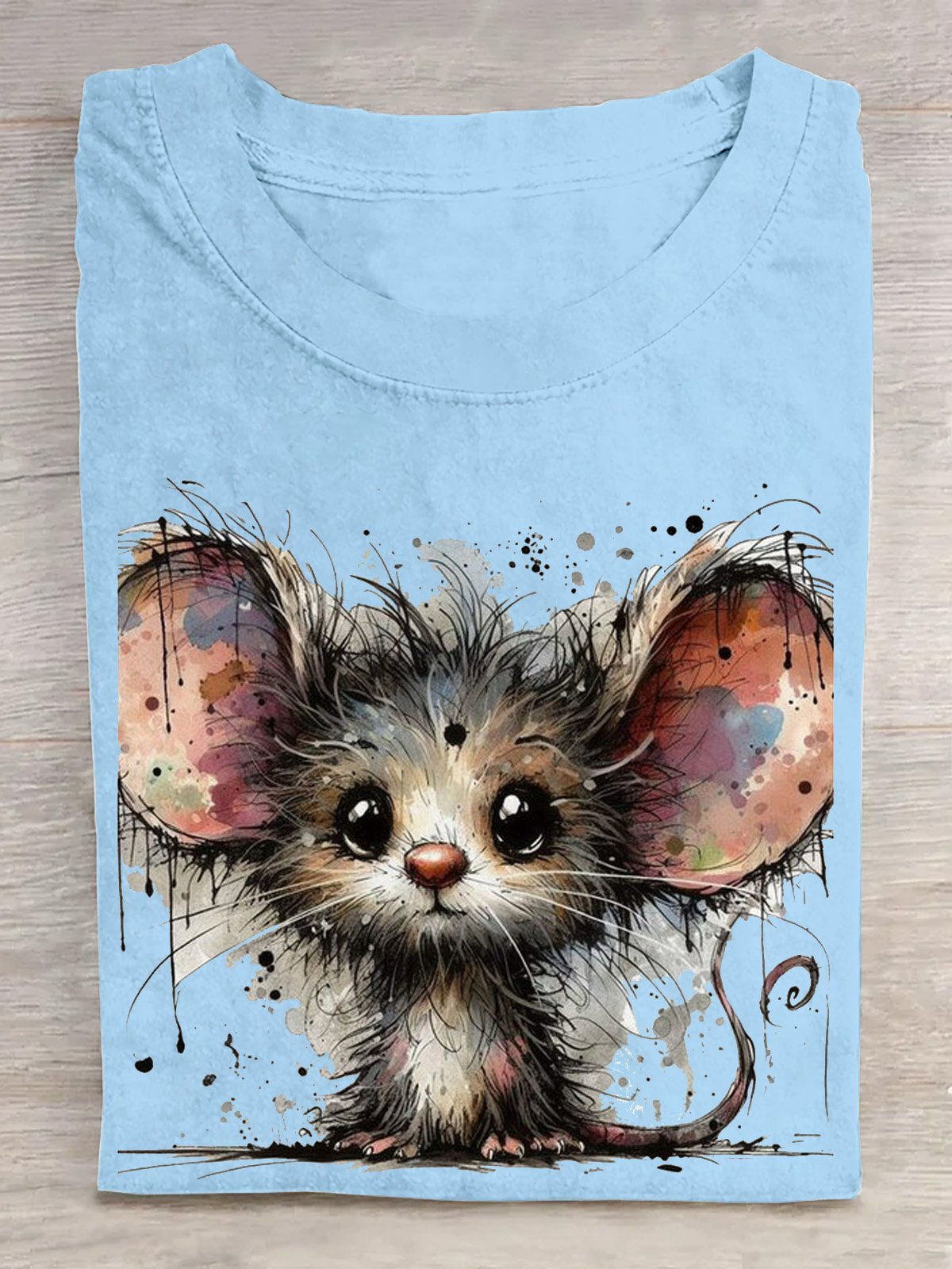 Funny Mouse Printed Round Neck T-shirt