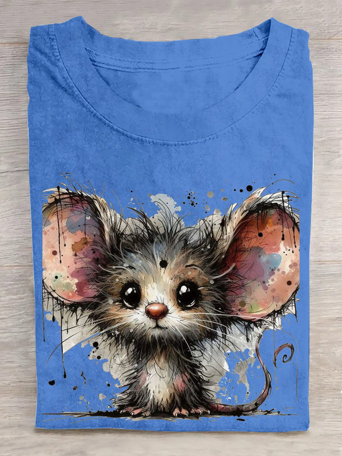 Funny Mouse Printed Round Neck T-shirt