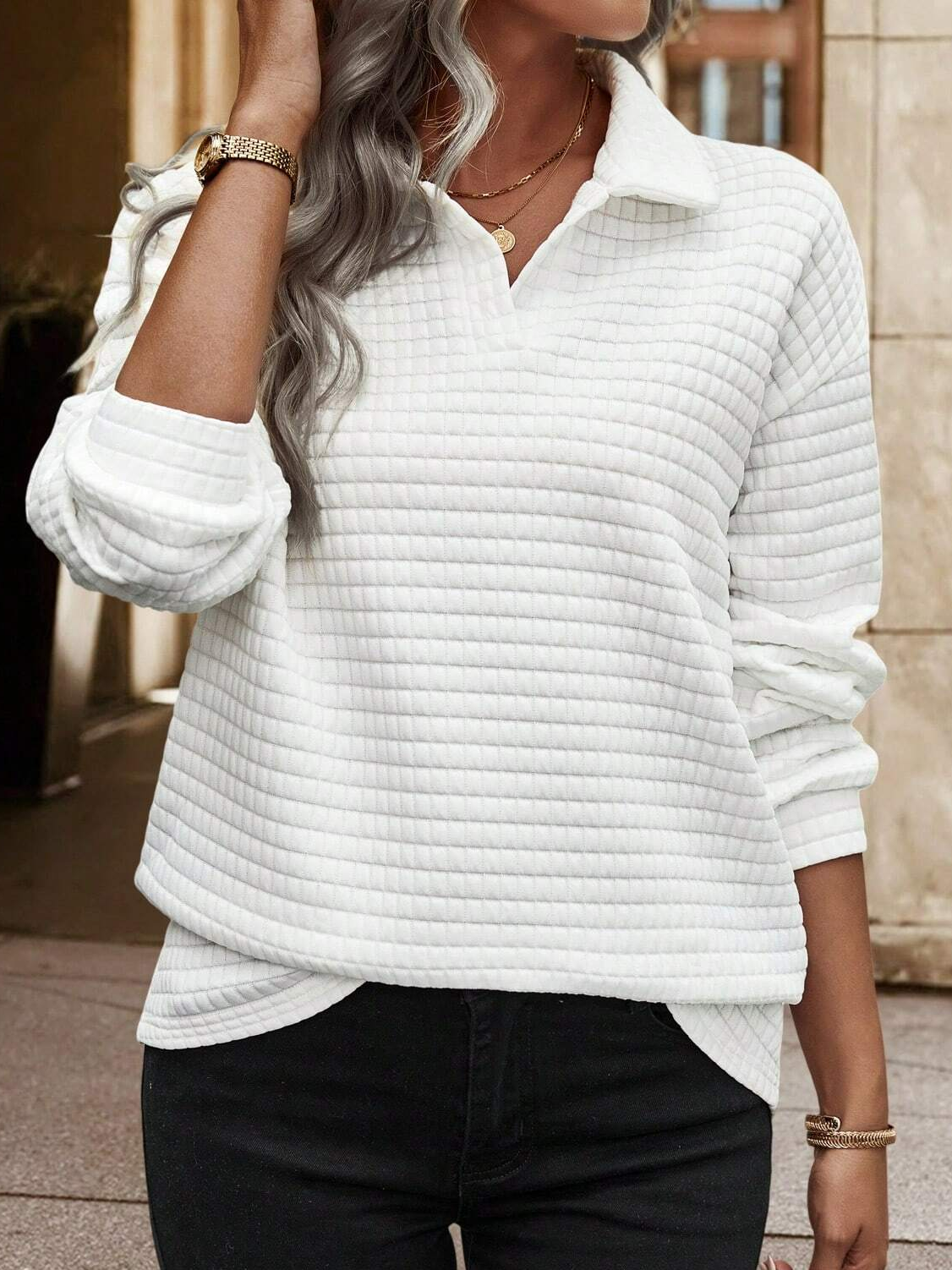 Shawl Collar Casual Loose Sweatshirt