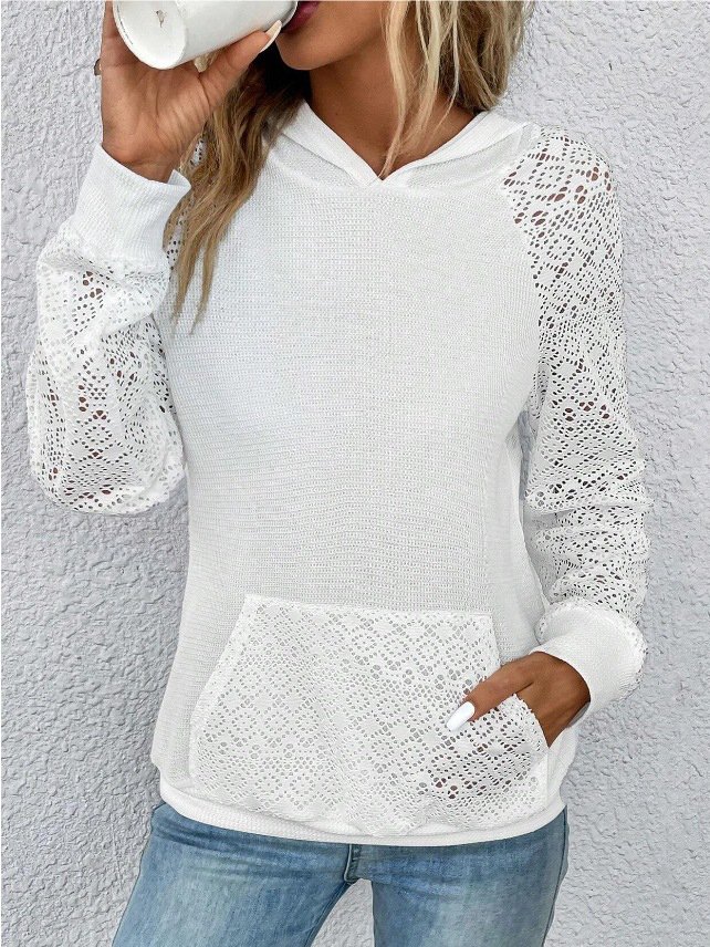 Knitted Loose Lace Casual Hoodie