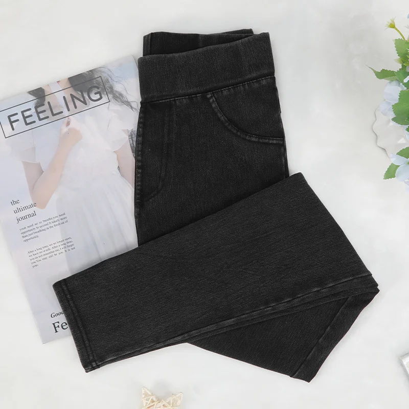 Denim Tight Plain Casual Leggings