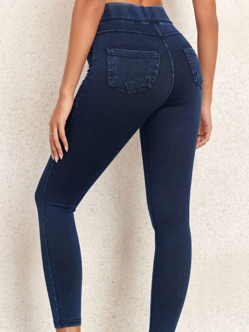 Denim Tight Plain Casual Leggings