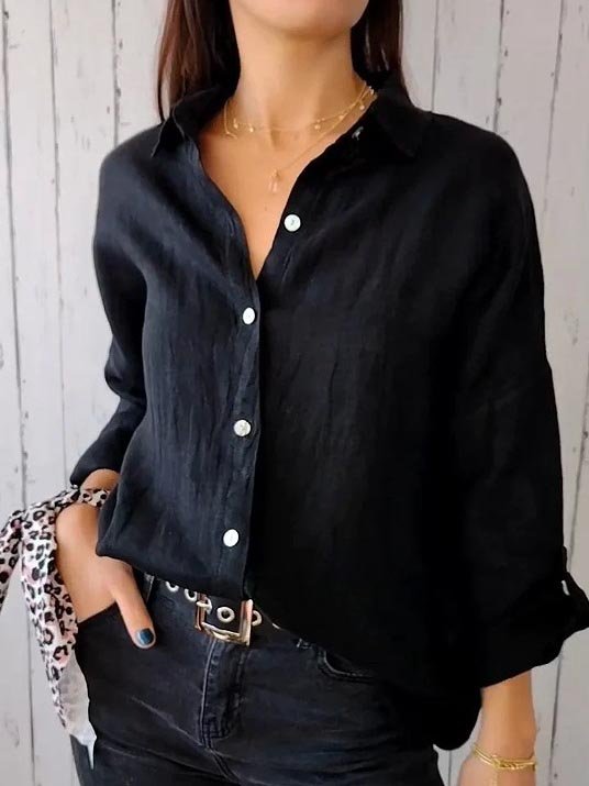 Women's Plain Shirt Collar Daily Going Out Casual Top