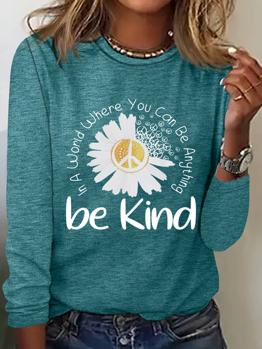 Women'S Daisy Be Kind Text Letters Simple Shirt