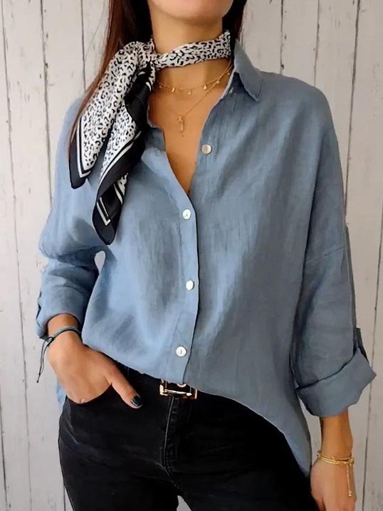 Women's Plain Shirt Collar Daily Going Out Casual Top