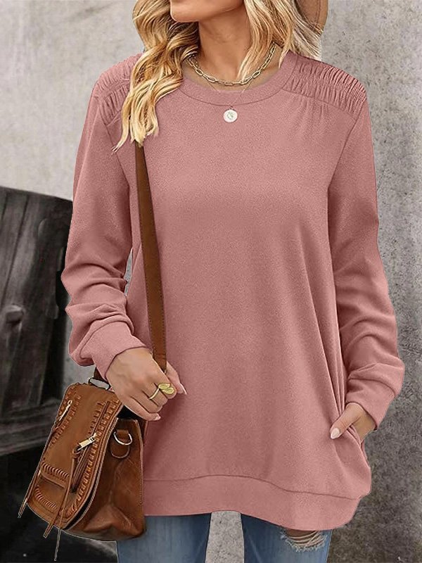 Casual Crew Neck Knitted Sweatshirt