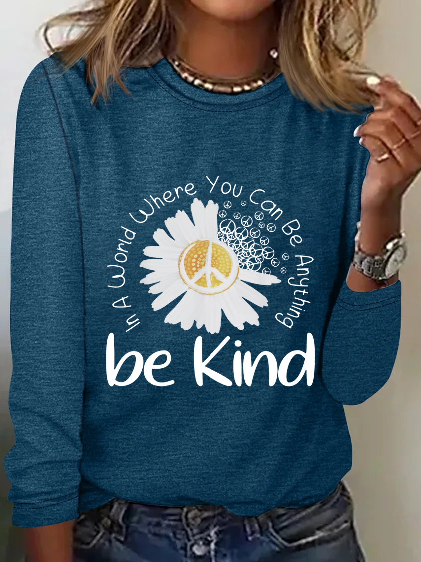 Women'S Daisy Be Kind Text Letters Simple Shirt