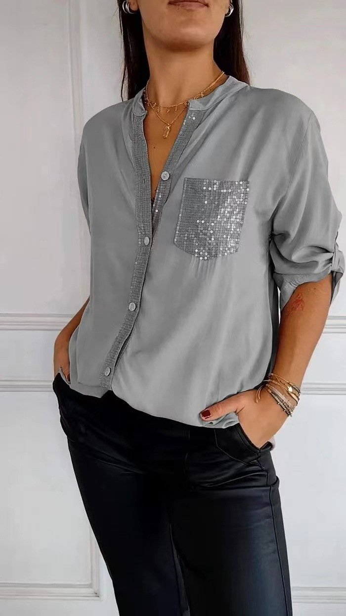 Casual Loose Glitter Shirt