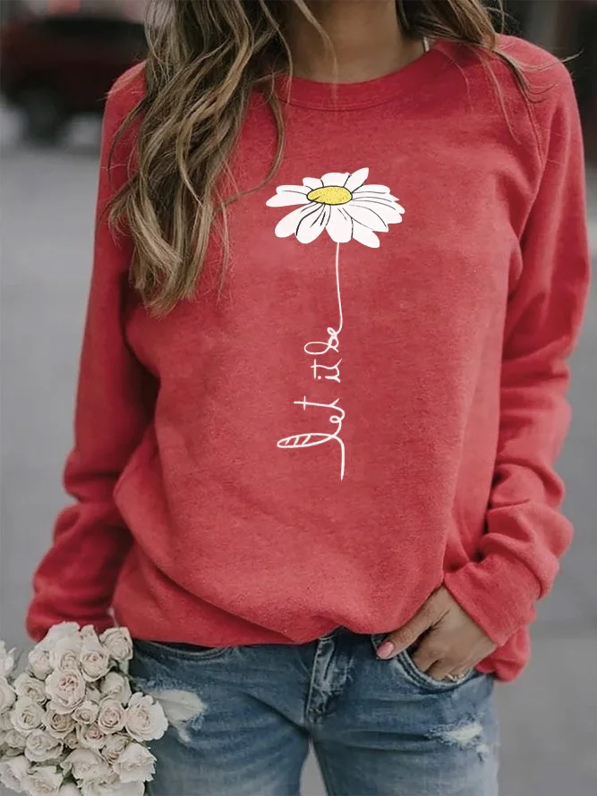 Text Letters Loose Casual Sweatshirt