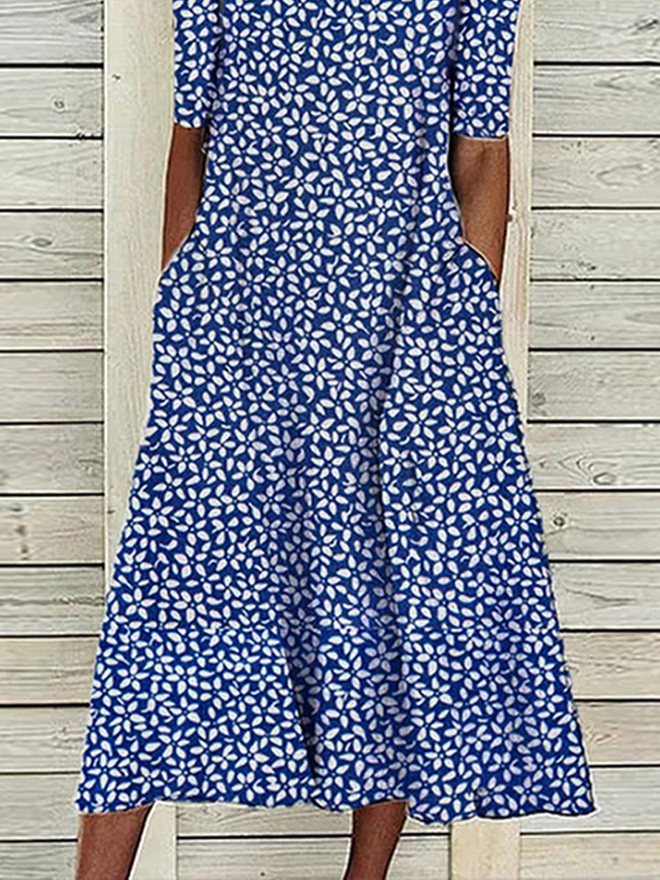 Casual Boat Neck Floral Dress