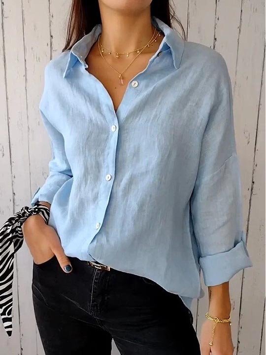 Women's Plain Shirt Collar Daily Going Out Casual Top