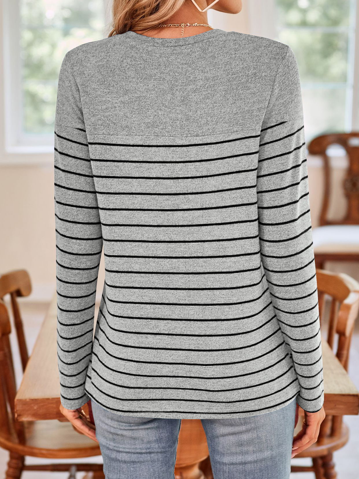 Women's Striped Knitted Crew Neck Daily Going Out Casual Top