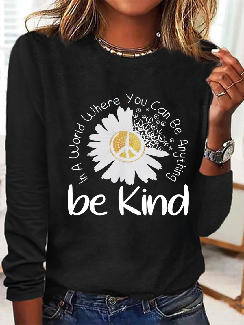 Women'S Daisy Be Kind Text Letters Simple Shirt