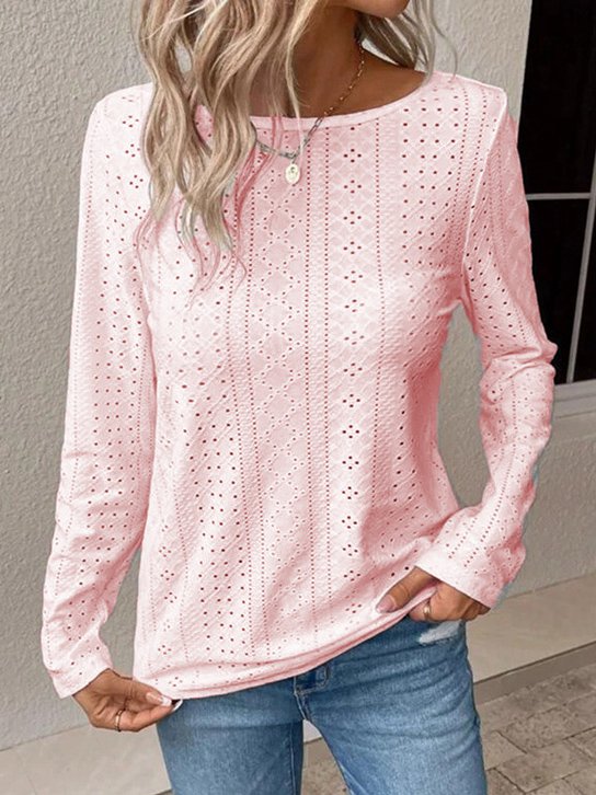 Casual Loose Lace Plain T-Shirt