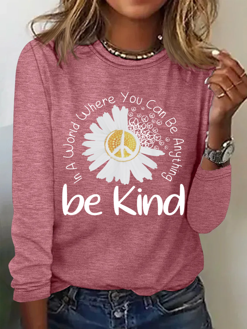 Women'S Daisy Be Kind Text Letters Simple Shirt