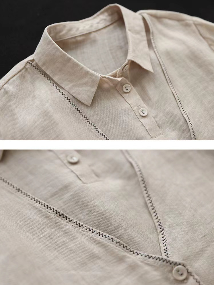 Plain Cotton And Linen Loose Casual Shirt