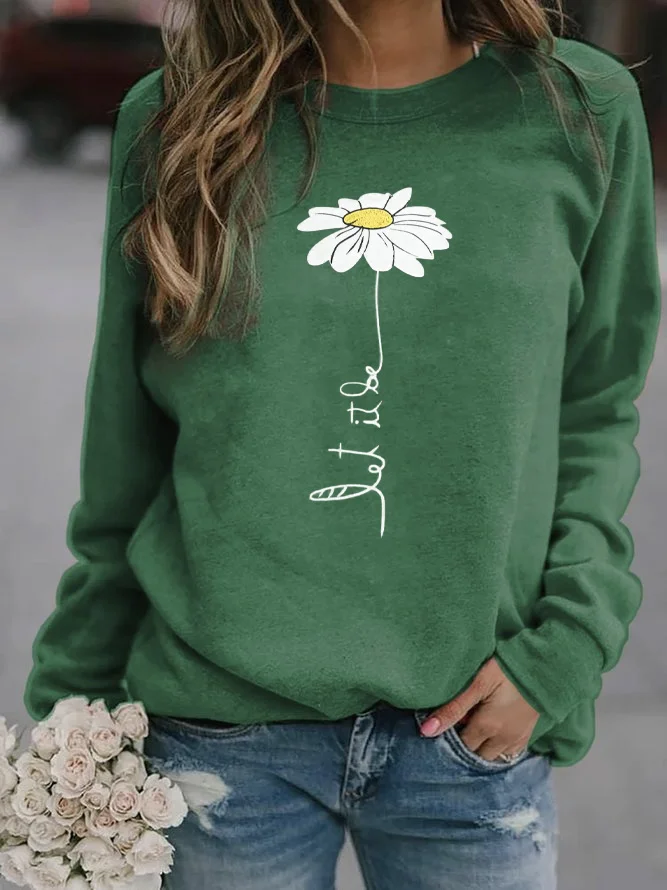 Text Letters Loose Casual Sweatshirt