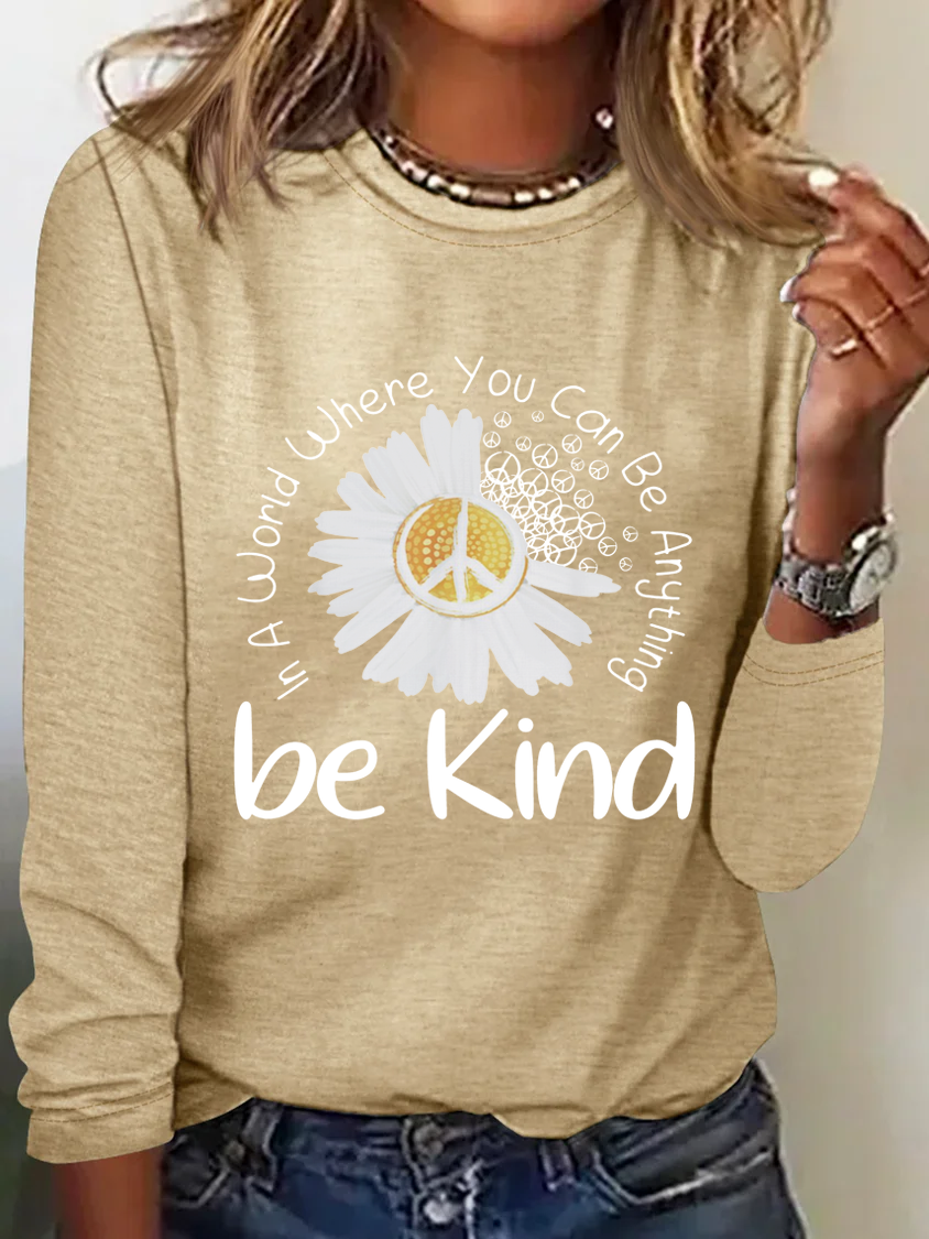 Women'S Daisy Be Kind Text Letters Simple Shirt