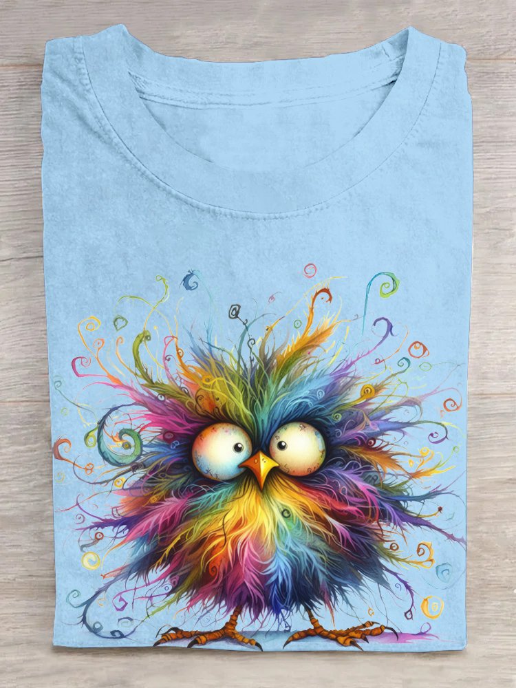 Casual Loose Bird Cotton T-Shirt