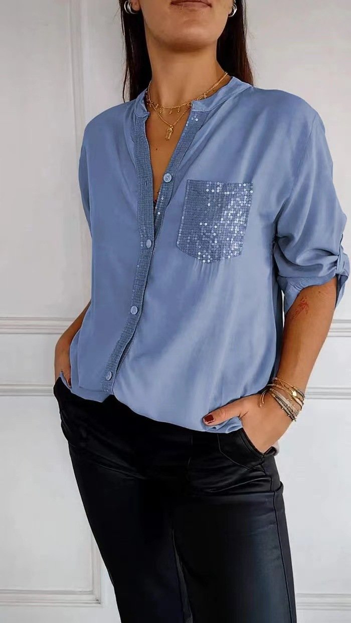 Casual Loose Glitter Shirt