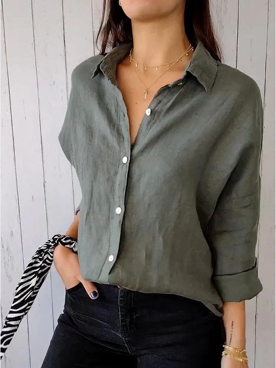 Women's Plain Shirt Collar Daily Going Out Casual Top