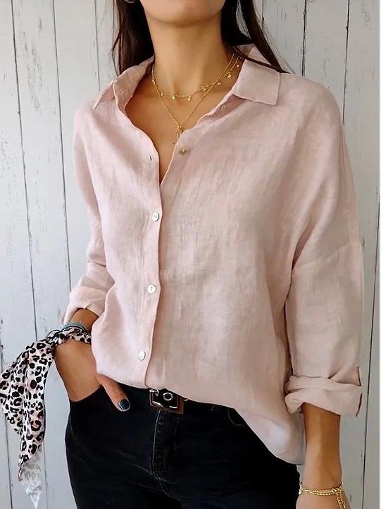 Women's Plain Shirt Collar Daily Going Out Casual Top