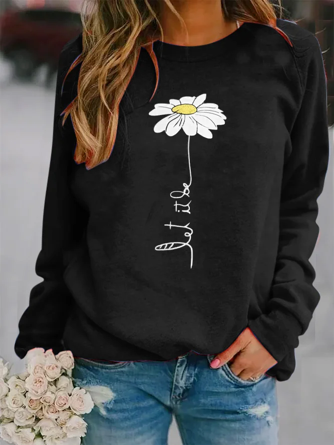 Text Letters Loose Casual Sweatshirt