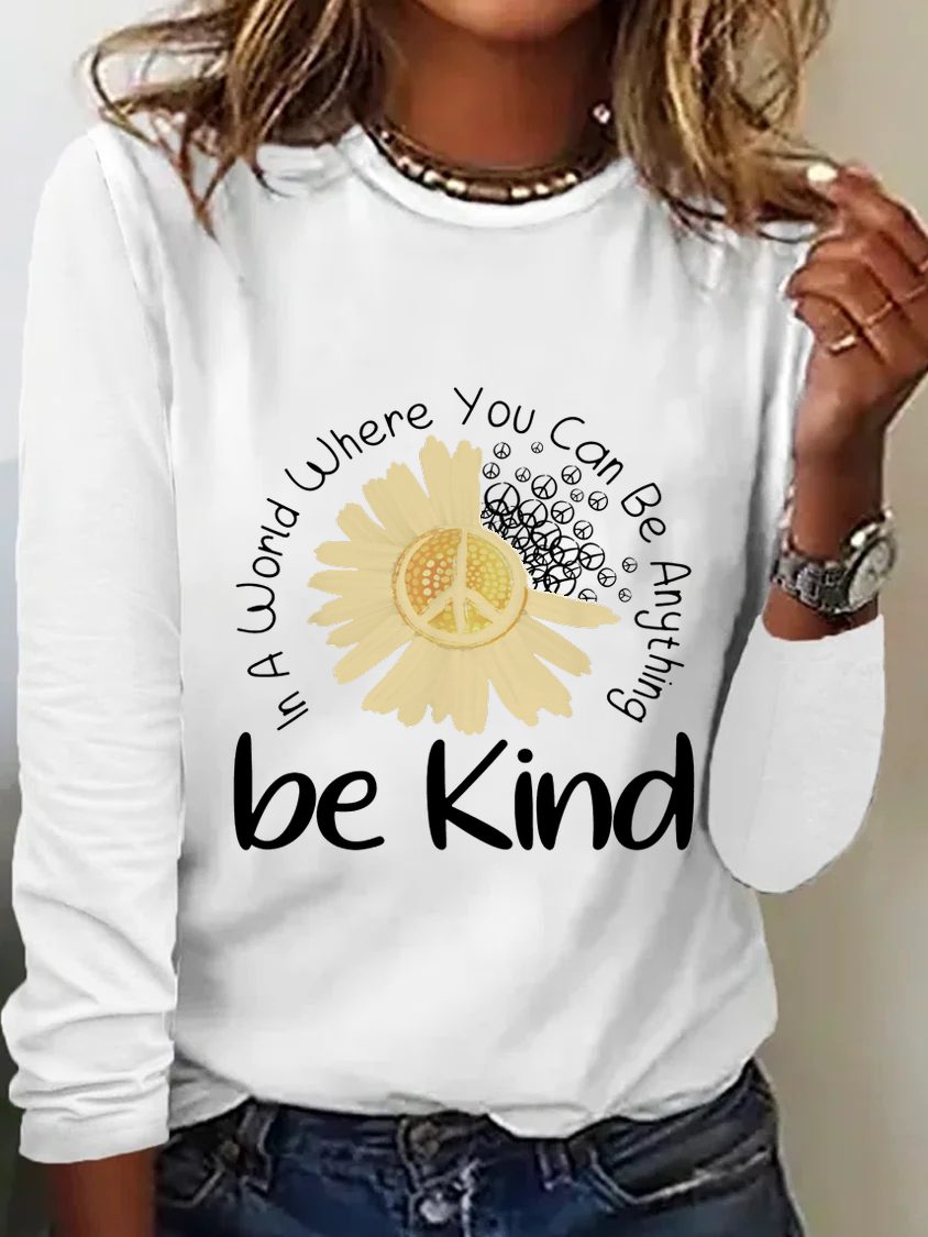 Women'S Daisy Be Kind Text Letters Simple Shirt