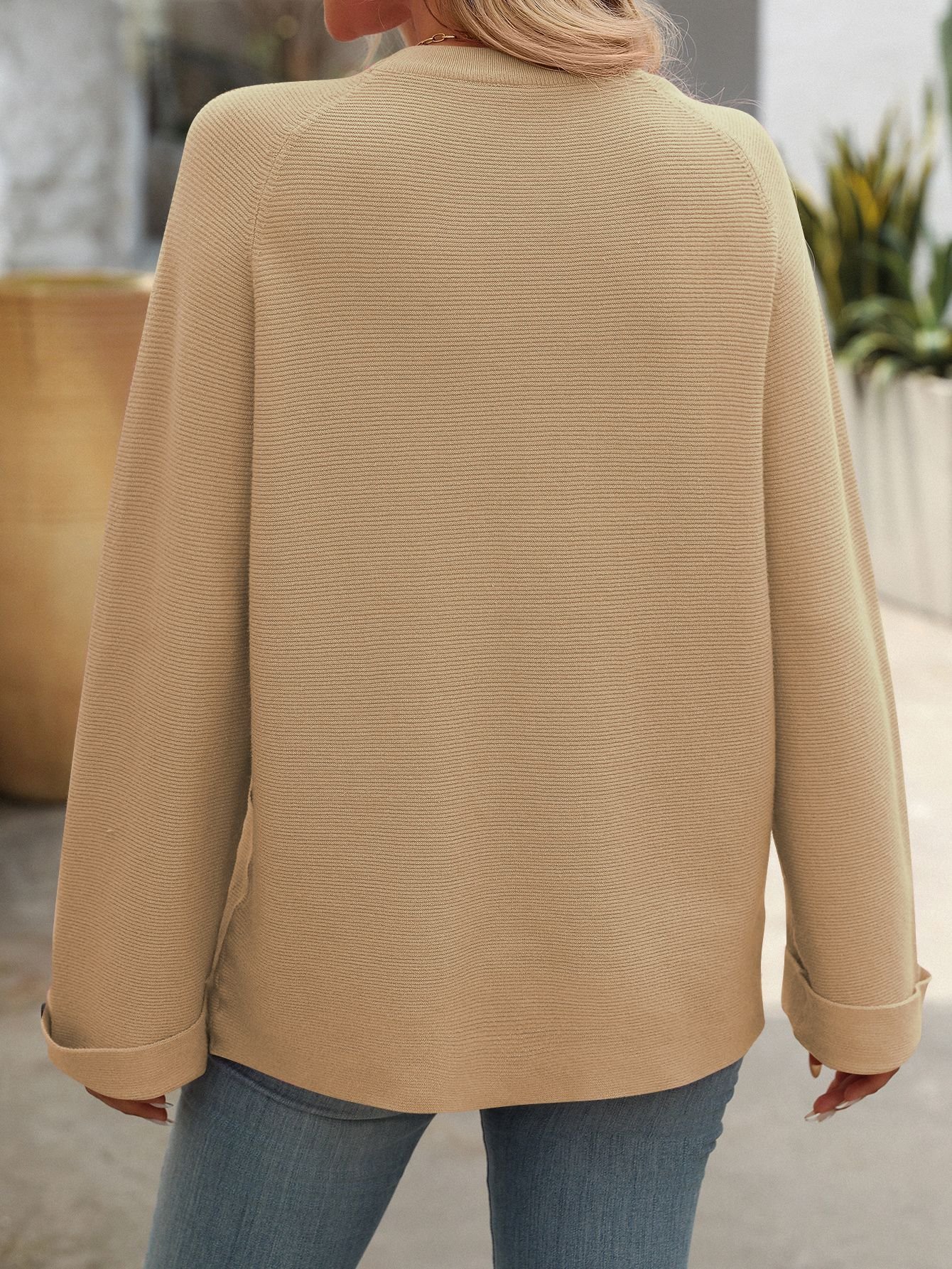 Loose Buckle Yarn/Wool Yarn Casual Sweater