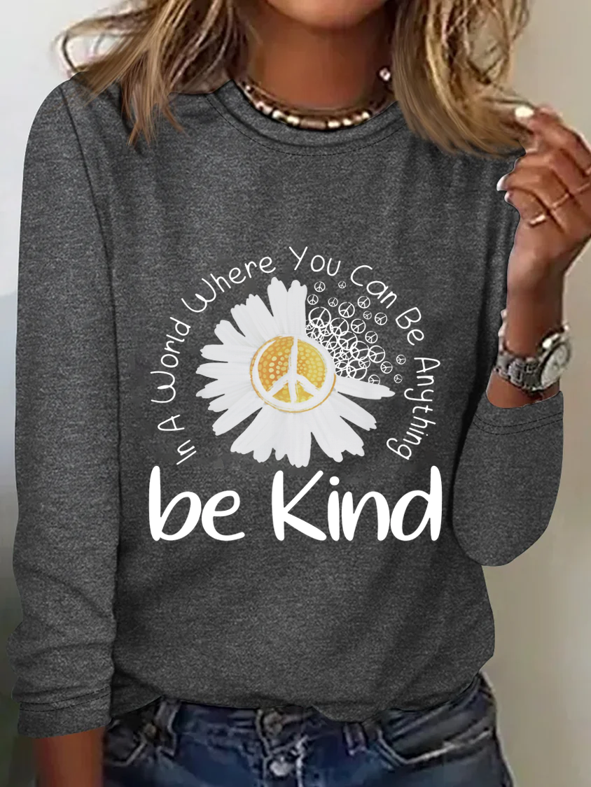 Women'S Daisy Be Kind Text Letters Simple Shirt