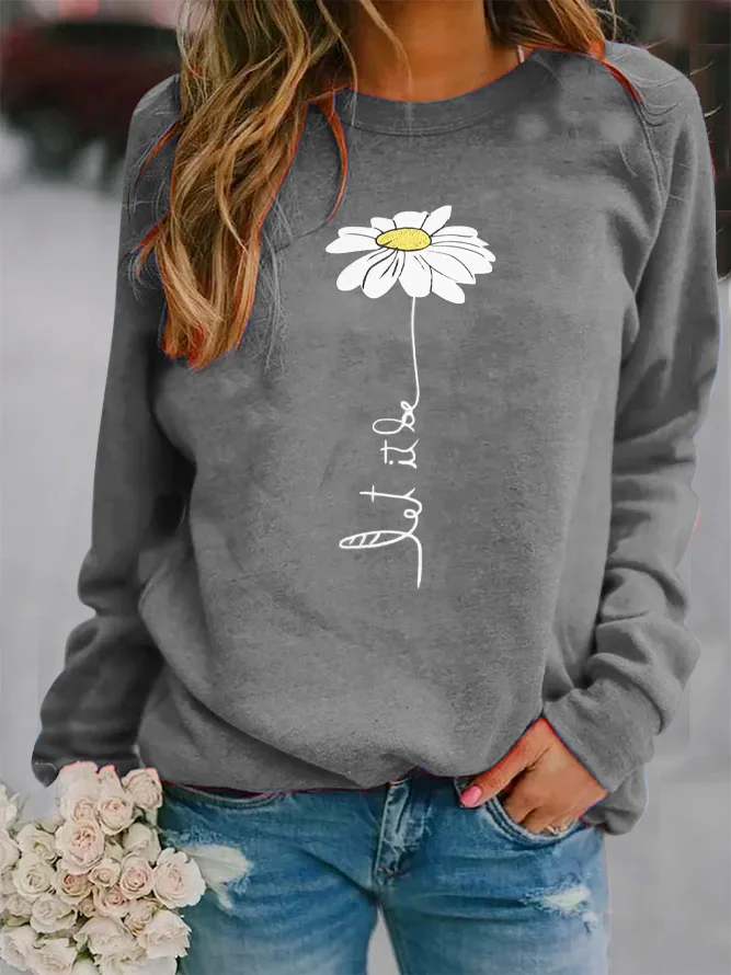 Text Letters Loose Casual Sweatshirt