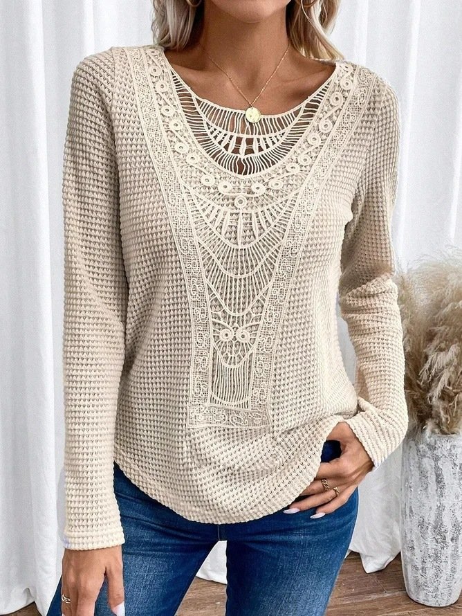 Casual Geometric Others Lace Blouse