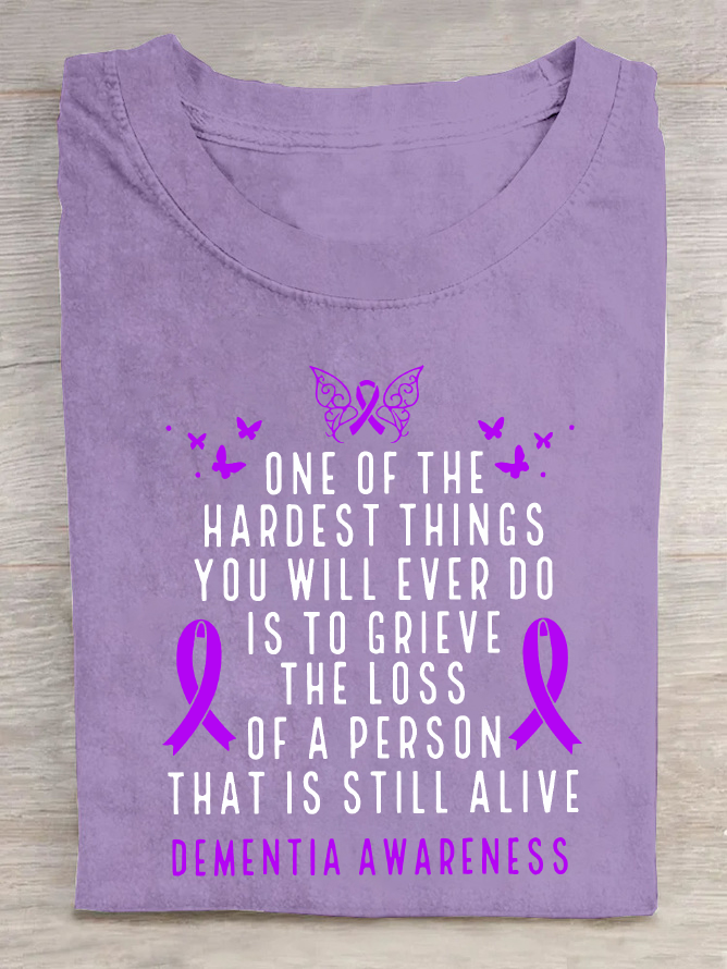 Dementia Awareness Month Butterfly Warrior Alzheimers Cotton T-Shirt