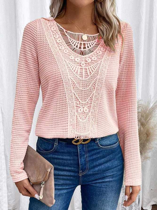 Casual Geometric Others Lace Blouse