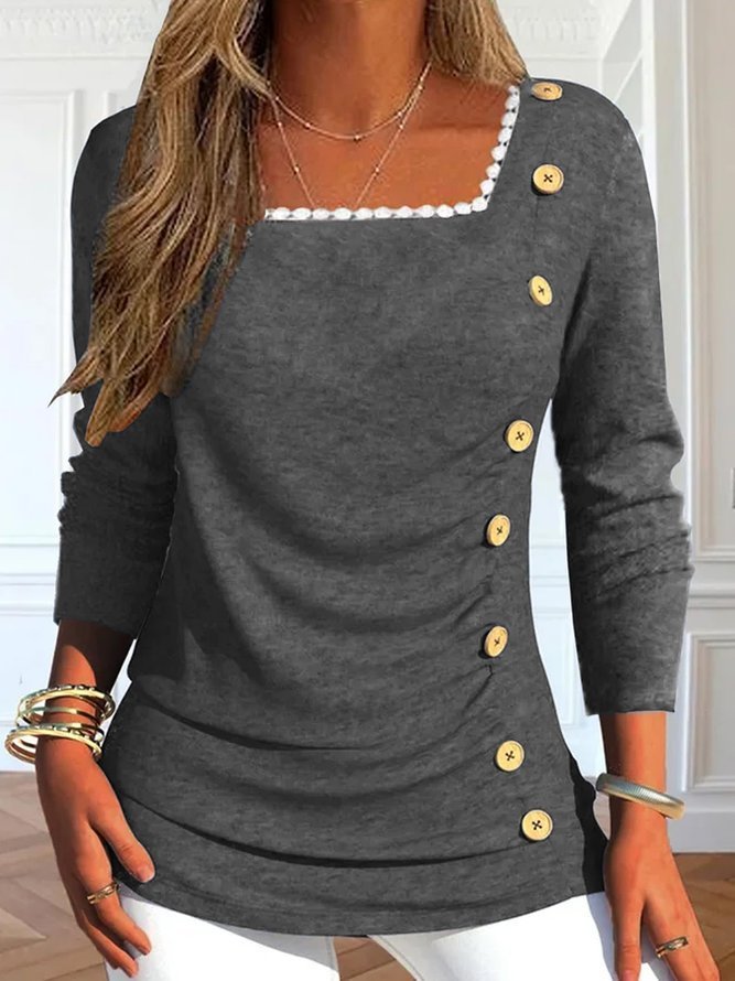 Square Neck Casual Blouse