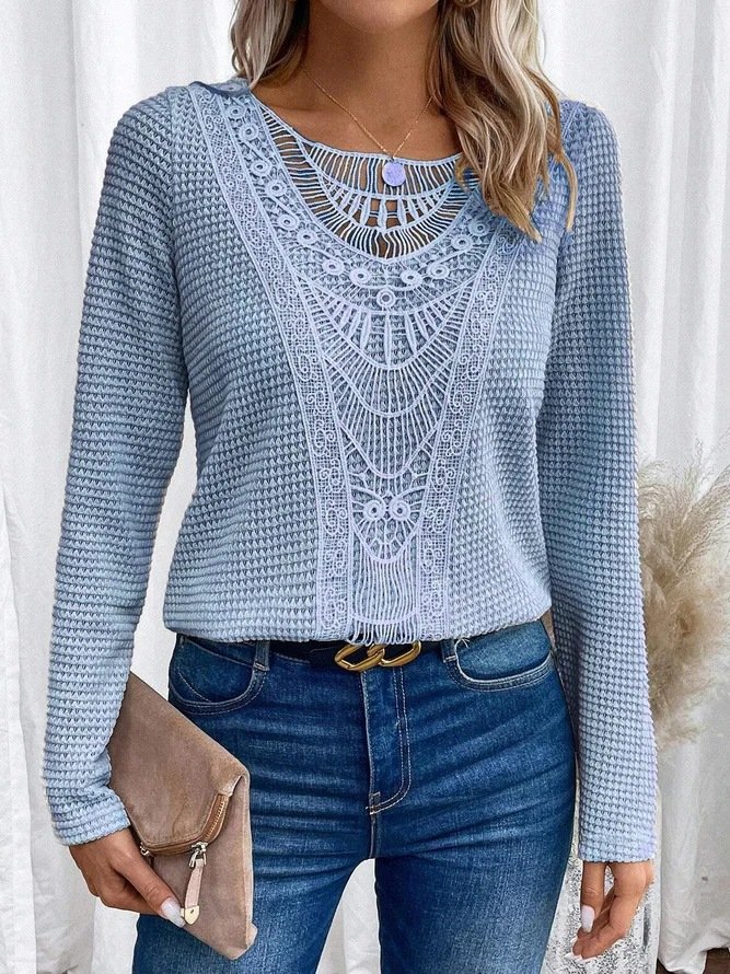 Casual Geometric Others Lace Blouse