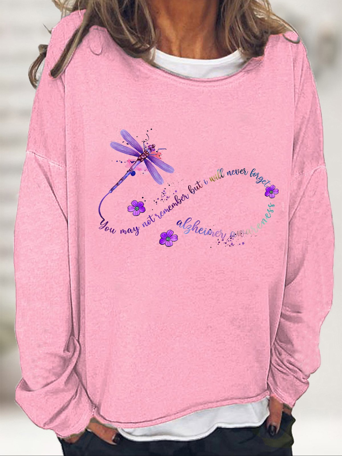 You May Not Remember But I Will Never Forget Alzheimer Awareness Casual Sweatshirt