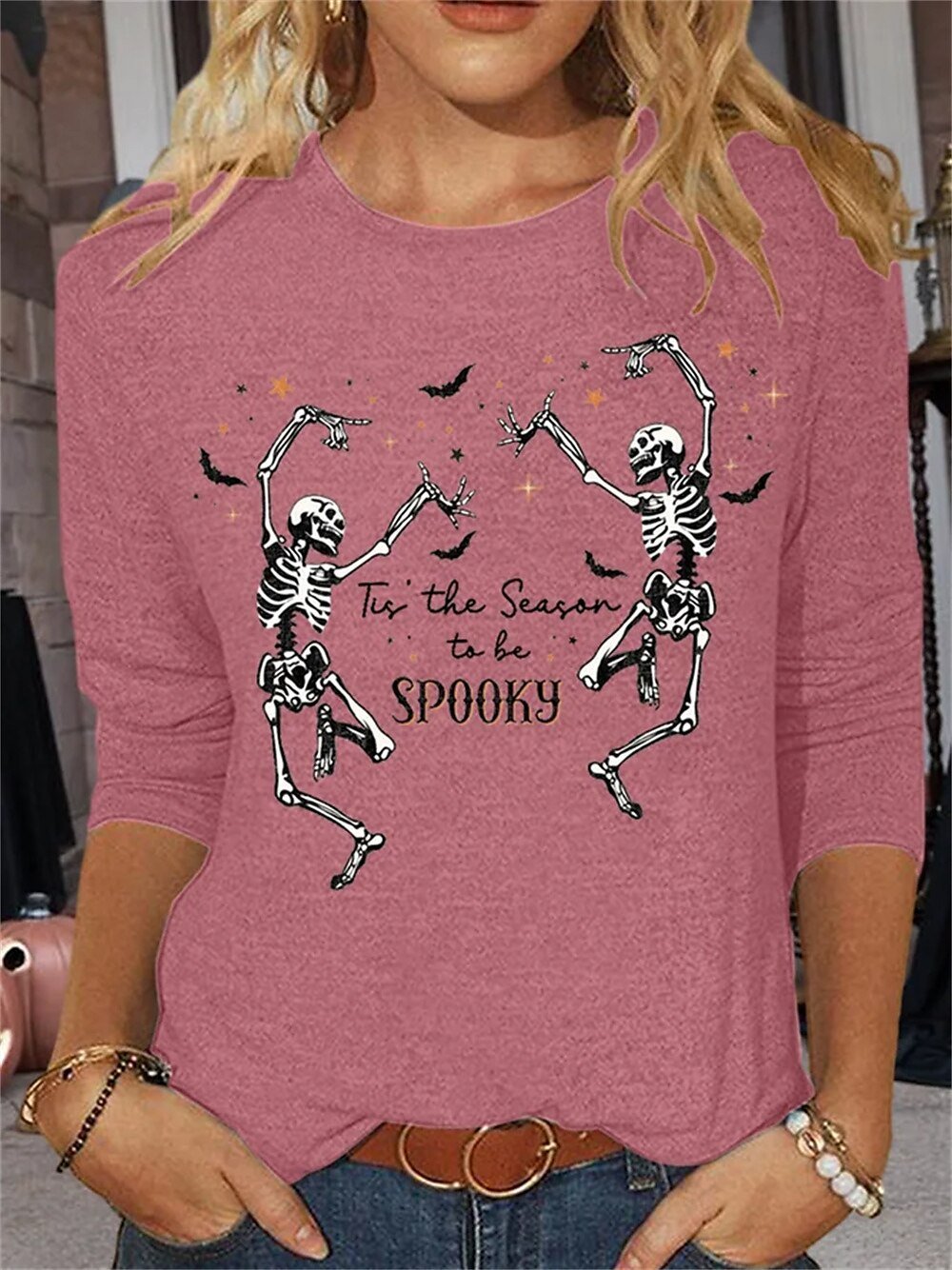 Casual Jersey Halloween Crew Neck T-Shirt