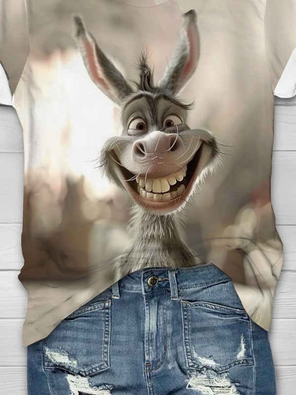 Casual Loose Jersey Donkey T-Shirt