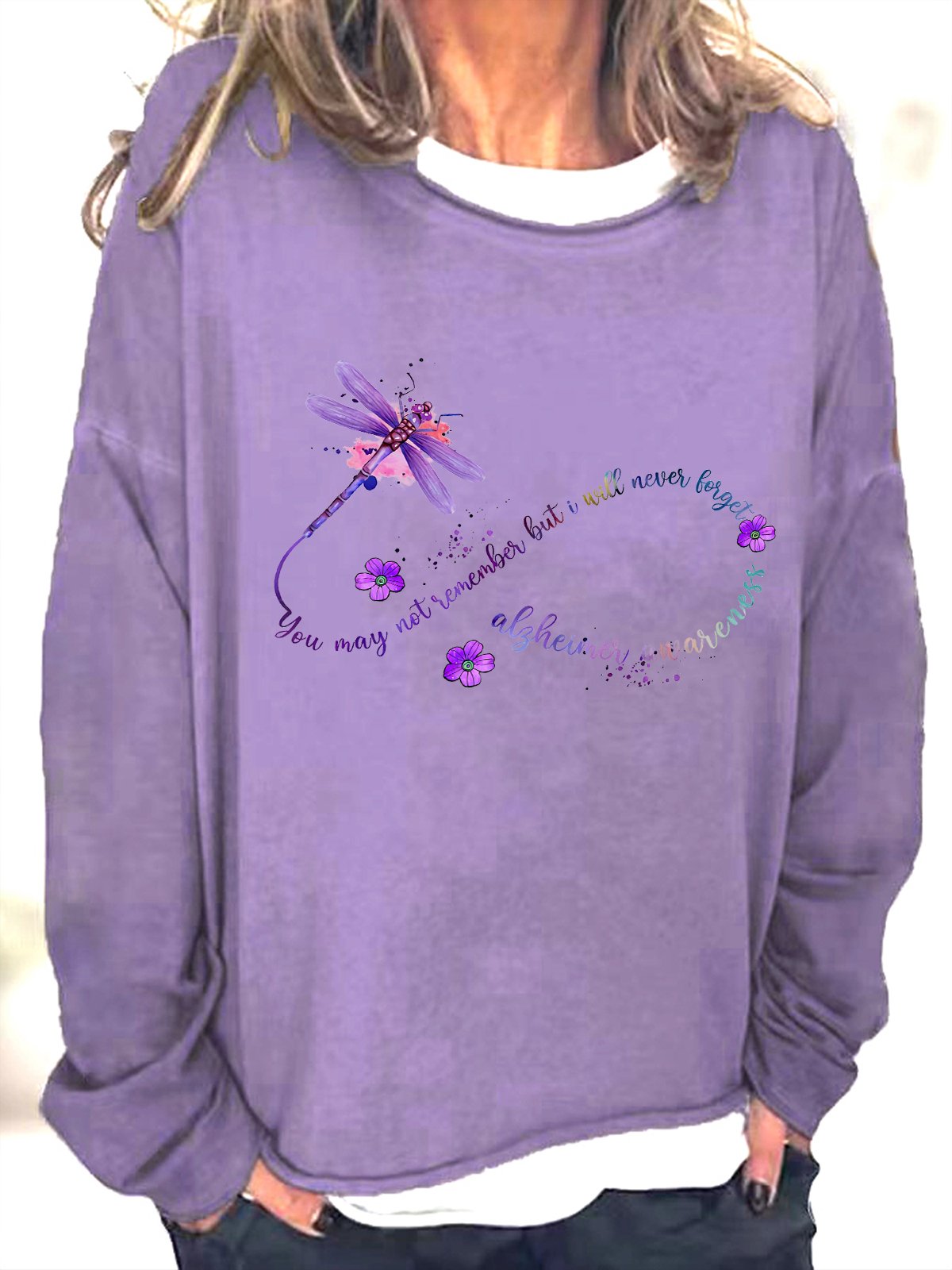 You May Not Remember But I Will Never Forget Alzheimer Awareness Casual Sweatshirt